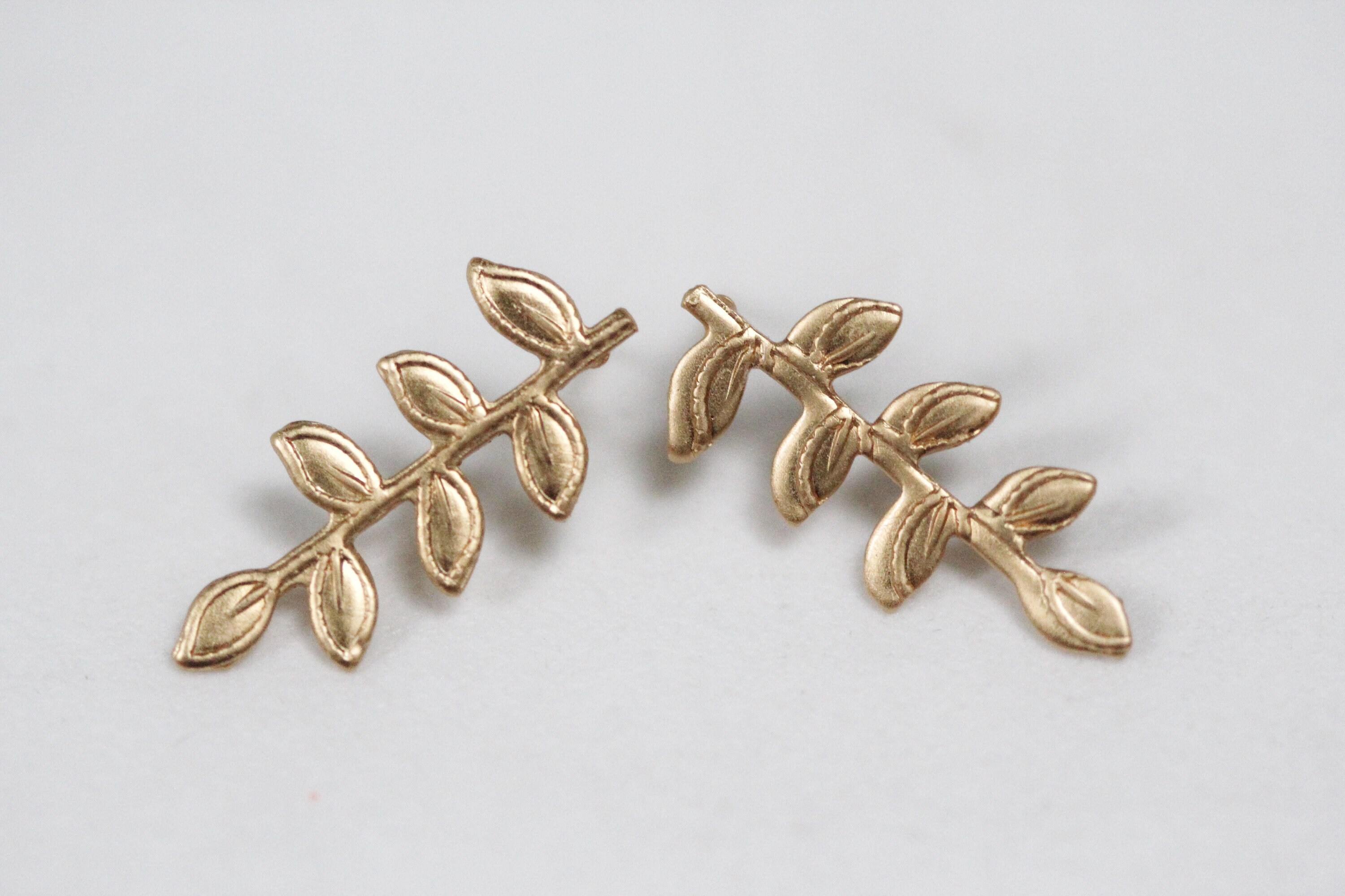 Twigs Earrings Bridal Jewelry Dainty Gold Leaves Earrings Etsy