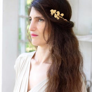 Corona de diosa con hojas de ginkgo real, tocado nupcial griego, accesorio para el cabello de estilo bohemio inspirado en la naturaleza.