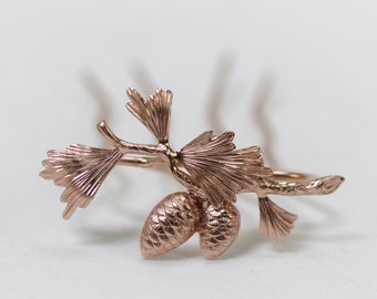 Pinecone Hair Prong, Elven Fairy Hair Accessories, Nature Inspired Clip Rose Gold Silver Pins Rustic Woodland Fairytale Jewelry