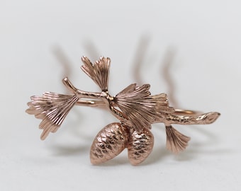 Pinecone Hair Prong, Elven Fairy Hair Accessories, Nature Inspired Clip Rose Gold Silver Pins Rustic Woodland Fairytale Jewelry