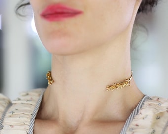 Choker met rozemarijn, ketting met blad, Griekse bruidssieraden