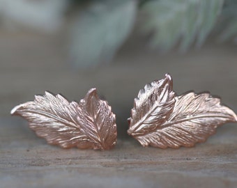 Preorder * Double Leaves Earrings Leaf Stud Earrings Gold Nature Inspired,Delicate Earrings Dainty Earrings, Goddess Jewelry, Bridal Studs