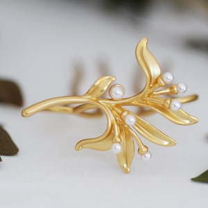 Pearls Bouquet Hair Prong French Pin Stick Rose Gold Leaf Bridal Wedding Leaves Jewelry Silver Leaf Hair Accessory Nature Inspired Fork