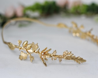 Pinecones Goddess Crown, Leaves Headband, Greek Headpiece, Bridal Hair Accessories,  Woodland Wedding