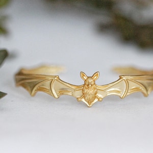 Bat Bracelet Dark Fairy Spooky Halloween Underworld Edgy Bridal Jewelry Boho Gold Leaves Elven Witch Jewellery Accessories