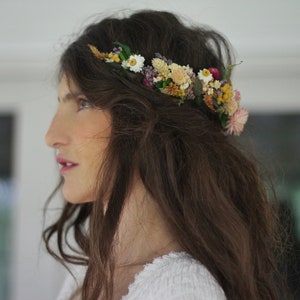 Preorder * Dried Flowers Goddess Headband, Boho Chic, Bridal Hair Accessories, Wedding Crown, Floral Tiara, Back Whimsical Rustic Real