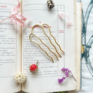Four Teeth Plain Long Hair Prong Simple Hair Pin Bun Updo Stick Gold Plated Fork Hand Made Bridal French Boho Hair Pin Wedding Clip image 8
