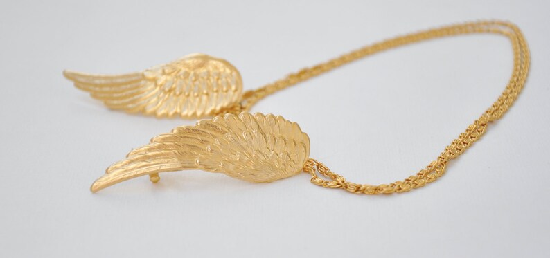 Big Angel Wings Hair Chain Bridal Hair Accessory Gold Hair image 4