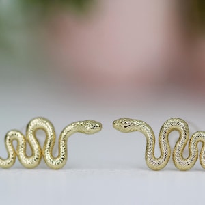 Tiny Snakes Earrings Studs Unique Bridal Jewelry, Dainty Gold Silver Serpent Reptile Ear Elven Jewelry Animals Ear Cuf