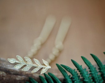 Tiny Leaf Hair Prong Gold Leaf Stick Rose gold Leaves Jewelry Twig Grecian Hair Accessory, Nature Inspired Leaves Branch Fork Silver Hair