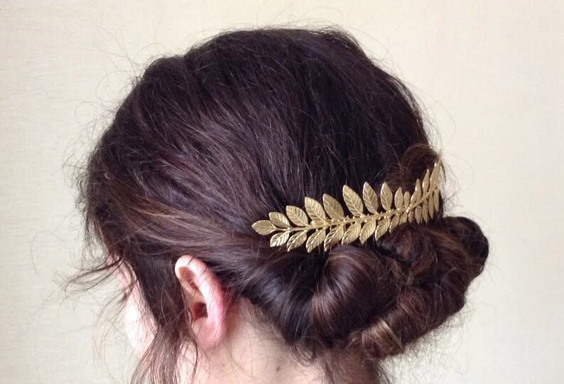 Preorder Double Athena Bridal Hair Comb Boho Grecian Leaves, Gold Plated, Bridal Hair Accessoried, Wedding Comb, Goddess Hair Accessories image 6