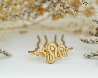 Swirly Snake Hair Pin Mythical Serpent rose gold silver Hair Prong Elven Hair Jewelry Whimsical Hair Fork Ancient Egypt Egyptian Accessories