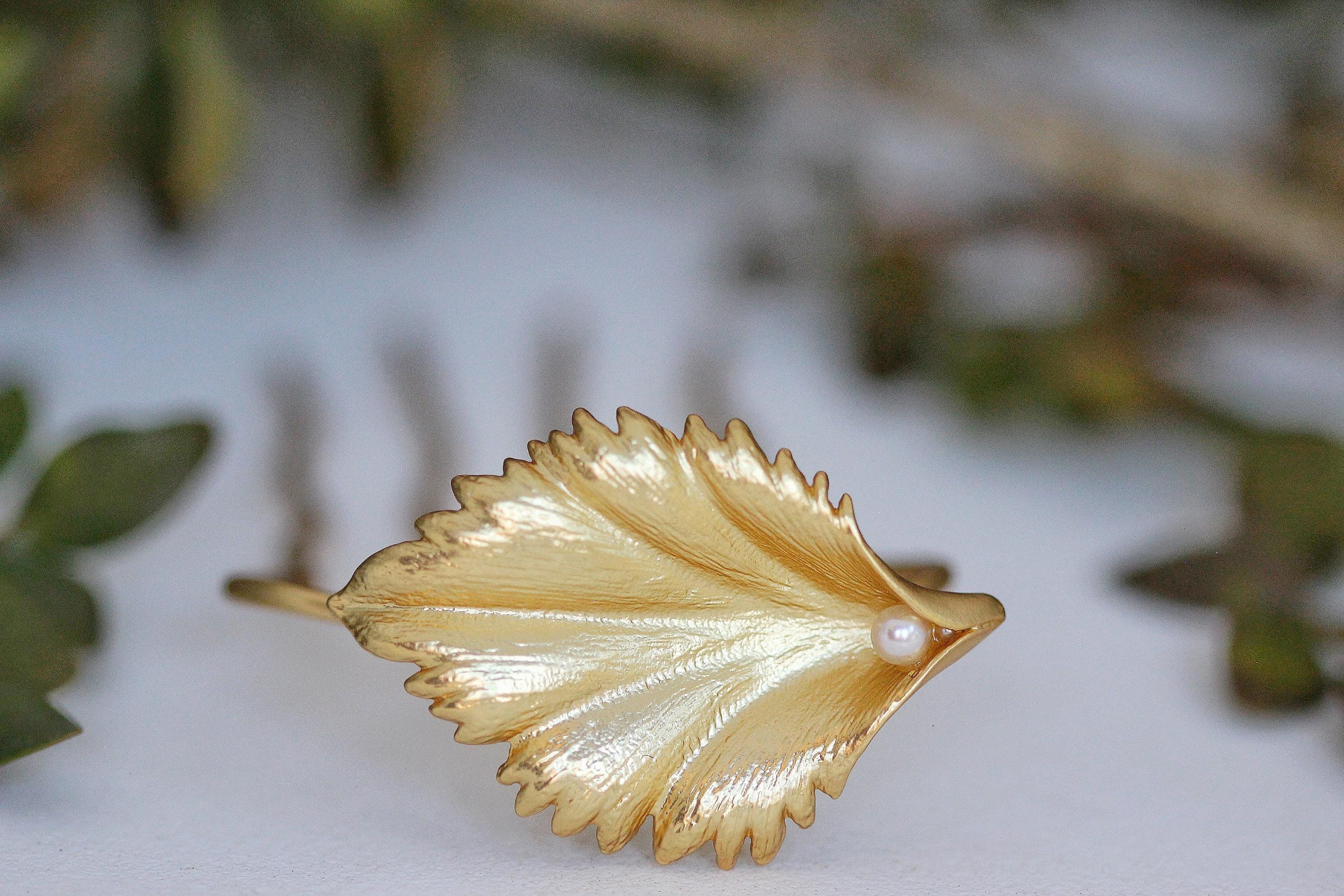 Rose Shrub Leaf Hair Prong Jewelry Hair Accessory Gold Hair Goddess Clip Boho Hair Pin Garden Nature Inspired Forest Fairy Hair Bun Holder