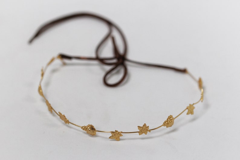 Précommande bandeaux de vignes, couronne de raisins, fil de cheveux en métal doré flexible, diadème d'or, accessoire de cheveux de mariée, bouquet de mariées, couronne de laurier image 3