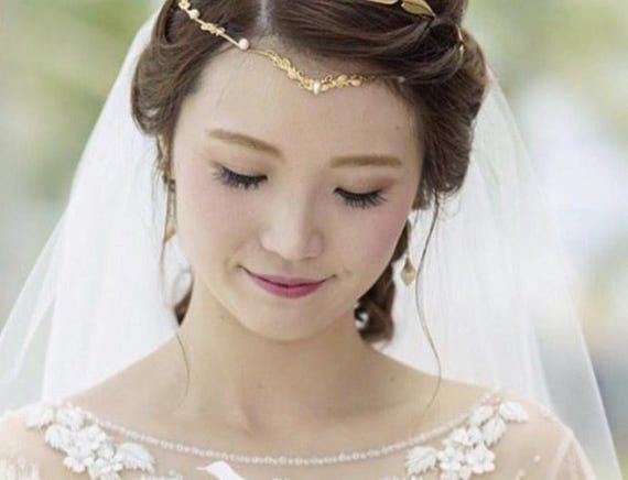 Elf V Shaped Hair Chain, Elven Pearl Crown Delicate Tiara  display picture 3