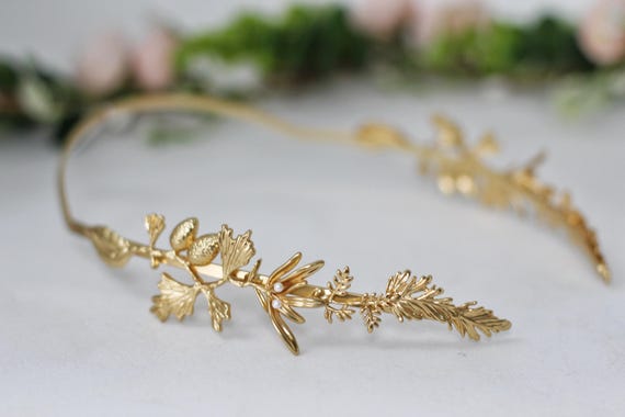 Pinecones Goddess Crown Leaves Headband Greek Headpiece  display picture 3