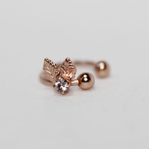 Preorder* Fay Ear Huggie Leaves Climber Cartilage hoop Helix Unique Leaf Crystal Jewelry Nature Inspo Fantasy Fairy Earrings rose gold