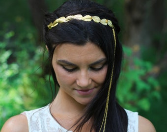 Preorder* Chain Leaf Crown, Leaves Headband, Gold Bridal, Bridal Hair Accessory, Wedding Wreath, Grecian Head Piece, Roman Bridal Hairpiece