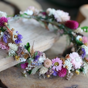 Preorder* Full Dried Flowers Circlet, Flower Wreath, Bohemian Bridal Flower Hair Crown, Floral Tiara, Headband Whimsical Rustic Real flower