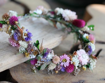 Preorder* Full Dried Flowers Circlet, Flower Wreath, Bohemian Bridal Flower Hair Crown, Floral Tiara, Headband Whimsical Rustic Real flower