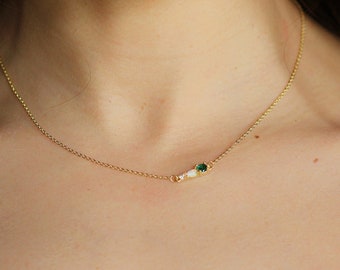 Green Opal Dreams Necklace Minimalist  Dainty Delicate Chain Gold Silver Whimsical Magical Powerful Boho Necklaces Fairy Jewelry