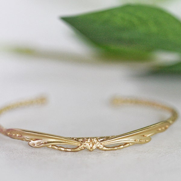 Dragonfly Bracelet Dainty Gold Wrist Cuff Band Bridal Wedding Jewelry Accessories Rose Gold Silver Boho Grecian Crystals Bohemian Adjustable