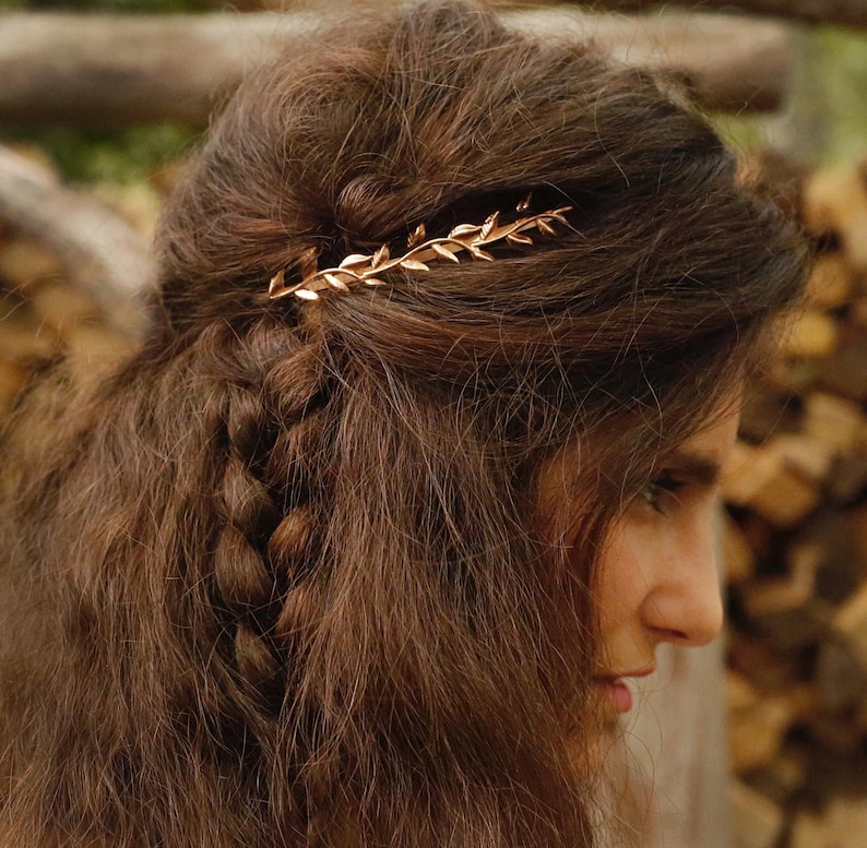 Twig Goddess Crown, Bridal Leaf Headpiece, Roman Wedding Tiara image 2
