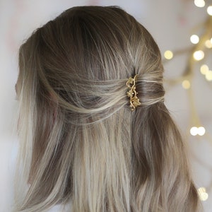 Ivy Leaves Hair Prong Leaf Jewelry Bridal Hair Accessories French Twist Gold Hair Goddess Clip Boho Hair Pin Side Sweep Hair Bun Holder image 7