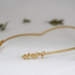 Forget-Me-Now Floral Goddess Crown Gold Pearls Leaves Tiara Bridal Wreath Flower Greek Headband Grecian Boho Flowers Bridal Hair Accessory image 2