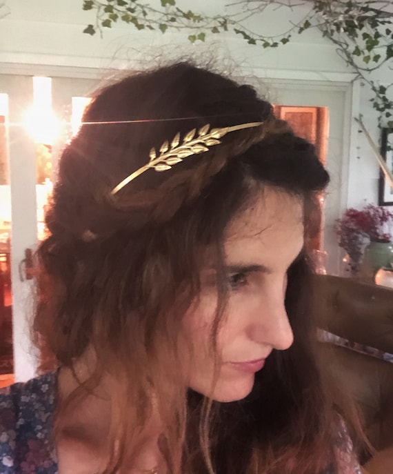 Goddess Wreath Dainty Leaf Hand Made Fairy from the Forest Headband Gold Leaf Headband Gold Bridal Hair Accessories Fairy Headband