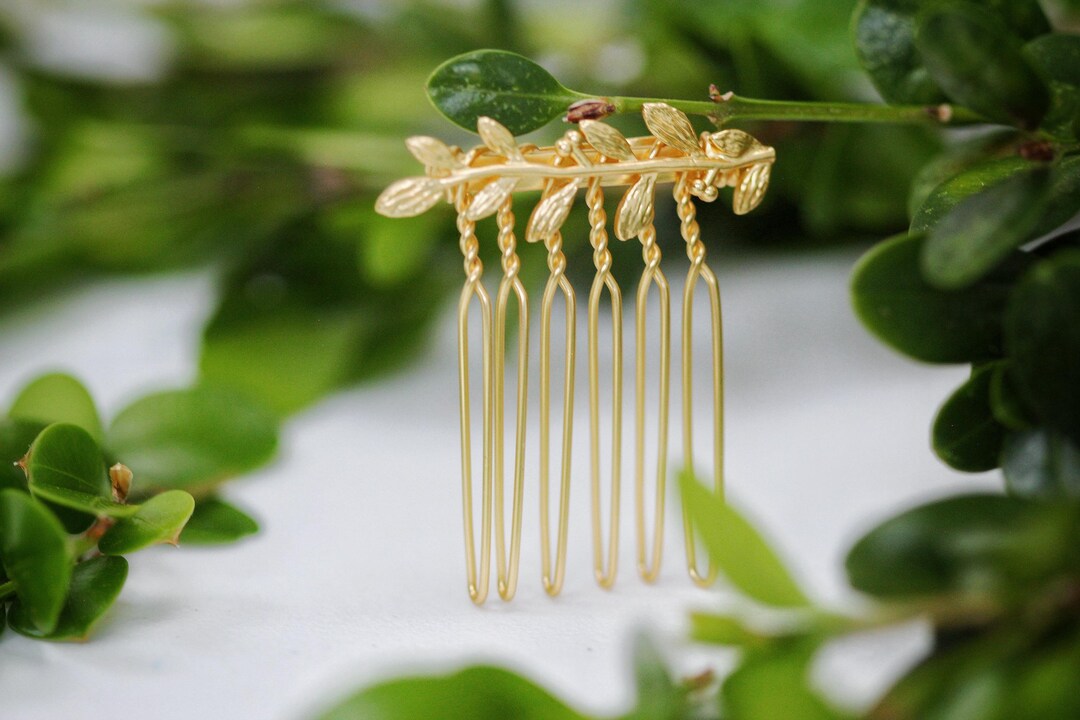 Leaf Rack Comb Single Twig Branch Comb, Comb, Golden Leaves Hair Comb, Bridal Hair ...