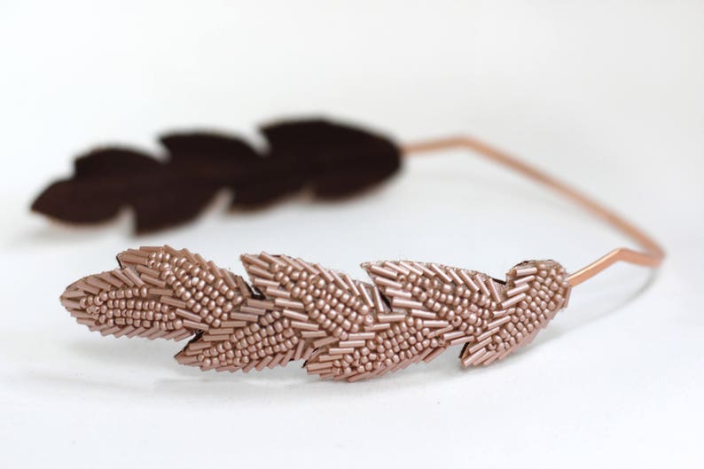 Beaded Leaves Goddess Headband Bridal Hair Accessories Grecian Crown Gold Laurel Wreath Golden Leaves, Roman Crown, Rear crown image 2