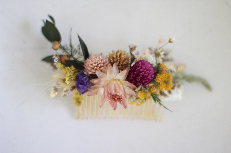 Preorder Spring Blossom Dried Flowers Comb, Bridal Hair Accessories, Bride Floral Comb, Floral Piece, Leaves Boho Chic Rustic Woodland image 6