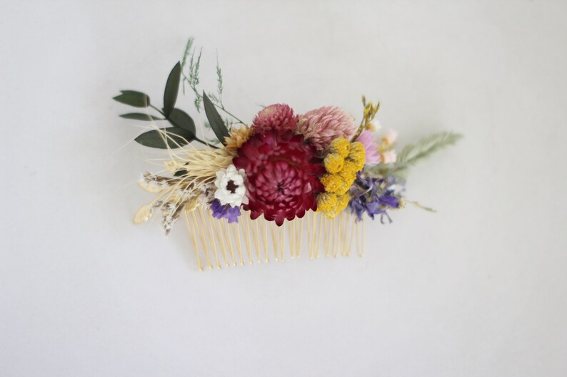 Preorder Spring Blossom Dried Flowers Comb, Bridal Hair Accessories, Bride Floral Comb, Floral Piece, Leaves Boho Chic Rustic Woodland image 5