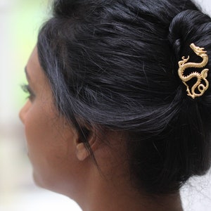 Swirly Dragon Hair Pin Mythical Serpent rose gold silver Hair Prong Elven Hair Jewelry Whimsical Hair Fork Myth Accessories