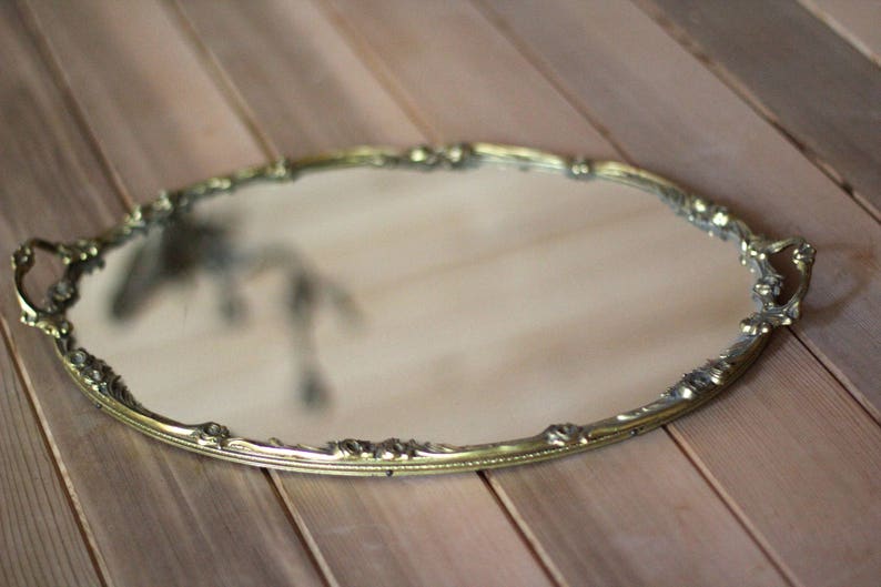 Roses Fl Antique Mirror Tray Lace Vintage Filigree Home Decor Bronze Vanity Unique Ormolu