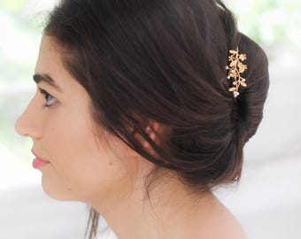Flower Fields Hair Prong Stick Rose Gold Leaf Bridal Wedding Leaves Jewelry Silver Leaf Hair Accessory Nature Inspired Fork Pin