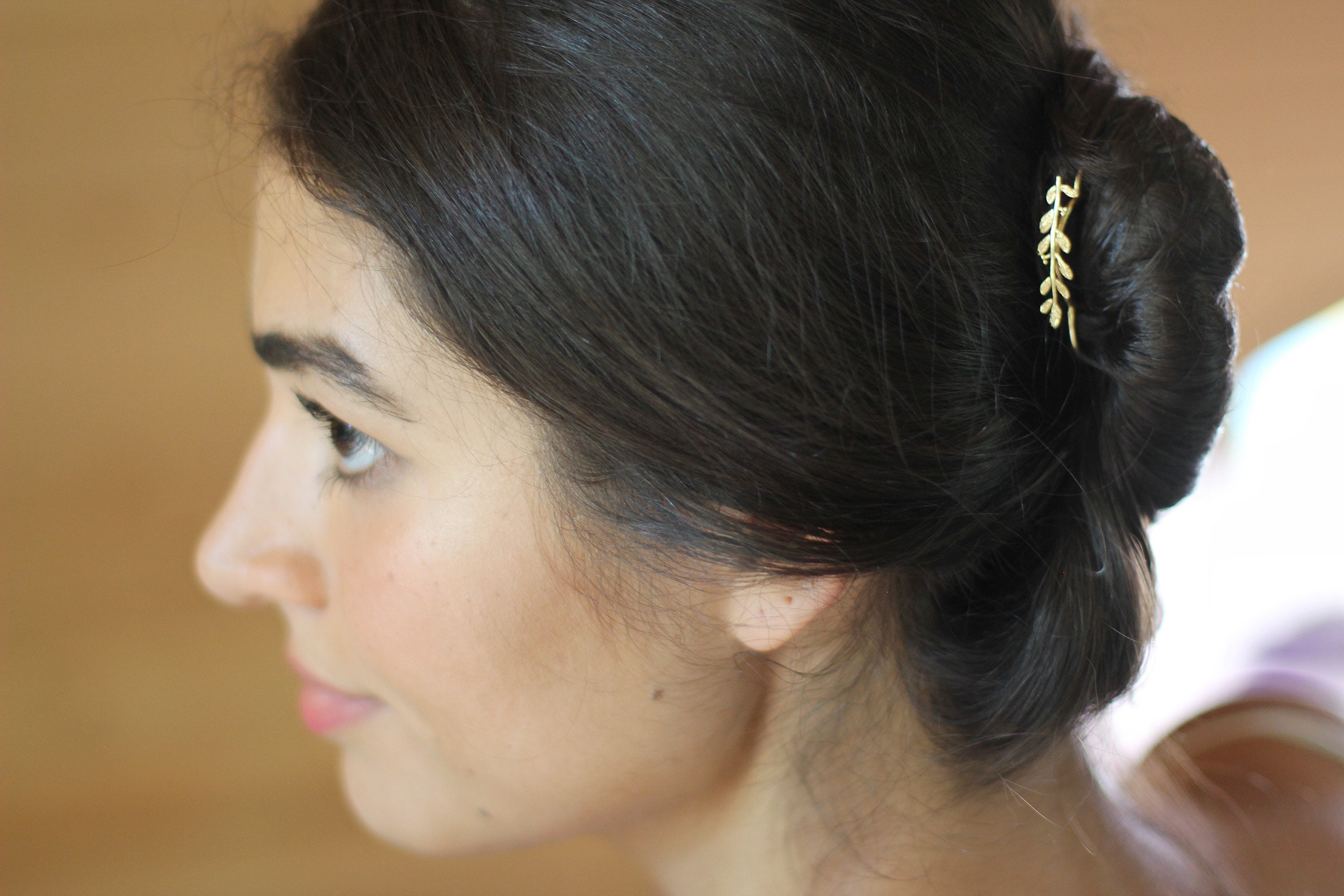 Preorder Small Twig Branch Hair Prong Gold Leaf Rose Silver Leaves Jewelry Leaves Accessory Boho Nature Inspired Fork Silver Hair Pin