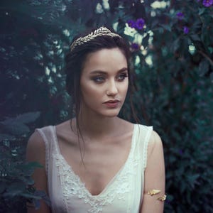 Royal Laurel Leaves Crown, Gold Olive Leaf Headband, Goddess Wreath Bridal Tiara Boho Gold Bridal Hair Accessories, Bohemian Headpiece