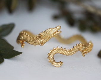 Dragon Bracelet Dark Fairy Spooky Halloween Underworld Edgy Bridal Jewelry Boho Gold Leaves Elven Witch Jewellery Accessories