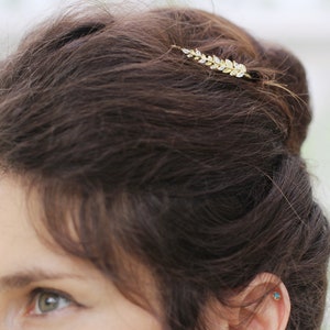 Crystals Twigs Hair Prong, Gold Leaves Stick Rose gold Leaves Gold Leaf Hair Accessory Nature Inspired Hair Fork, Silver Hair Pin image 2