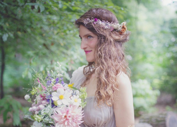 Dried Flowers Goddess Headband Boho Chic Bridal Hair Etsy