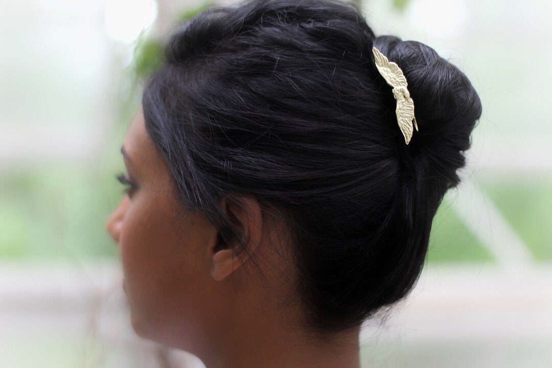 Swan Hair Prong Silver Bird Wings Hair Accessories, Feathers Hair Clip