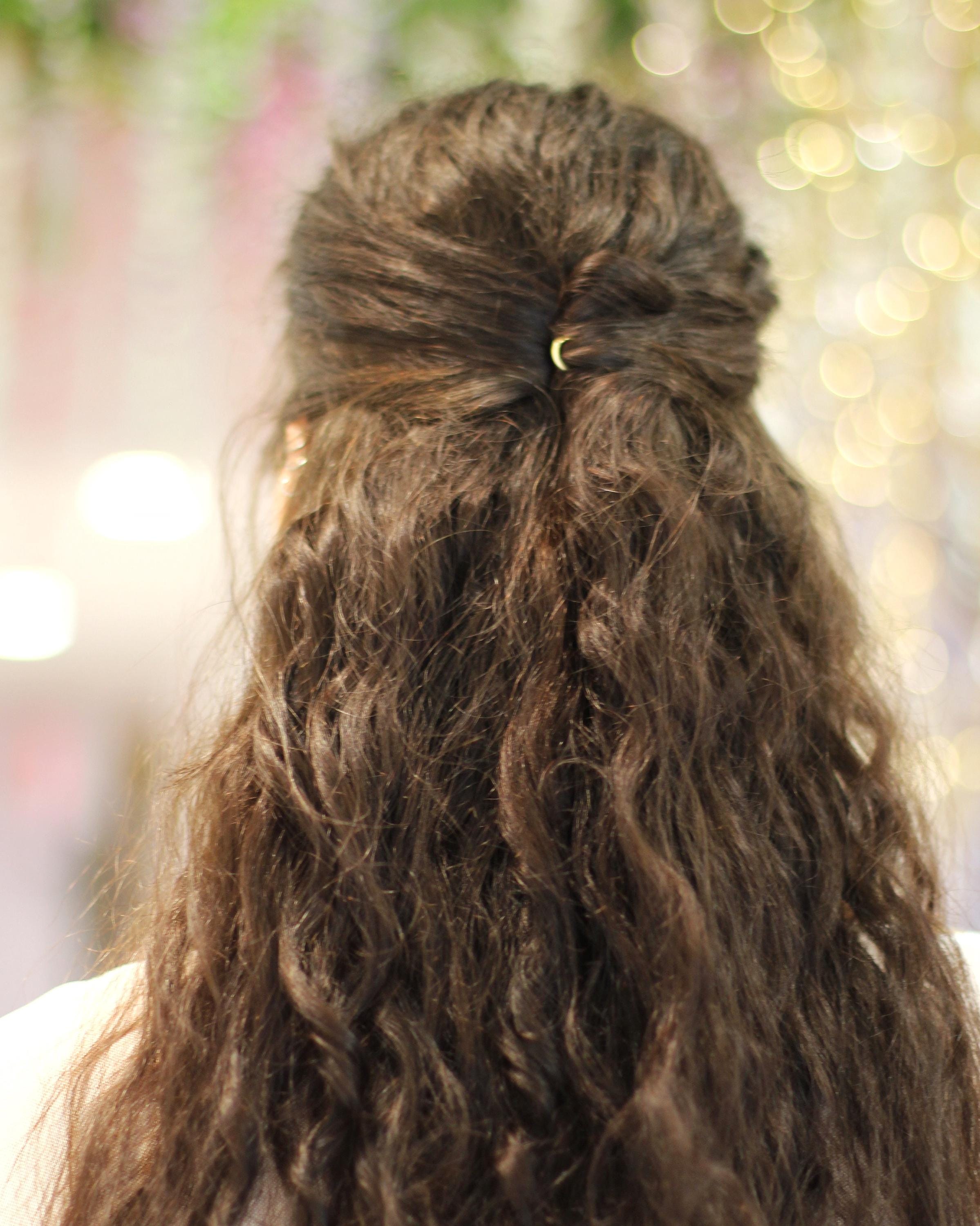 Two Teeth Long Hair Prong Tree Gold Simple Hair Pin Bun Updo Stick Gold ...