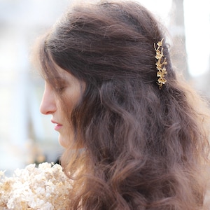 ワイルド サクラ ヘアプロング フローラル フラワー ローズゴールド 花 葉 ボヘミアン 桜 ヘアアクセサリー 自然にインスパイアされたヘアフォーク ブライダルピン