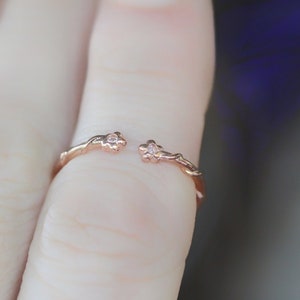 Entwined Floral Branch Ring Size 6 Leaves Gold Crystal Ring, Rose Gold Laurel Wreath Leaf Ring, Pearl Leaves Ring Flower Rings Fairy Jewelry image 3