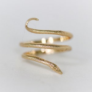 Mama Snake Ring, Dainty Serpent Ring, Reptile Stacking Ring, Ancient Egypt Egyptian Historical classical times Snake Jewelry Adjustable Gold