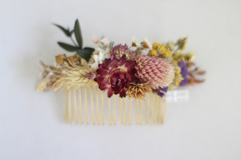 Preorder Spring Blossom Dried Flowers Comb, Bridal Hair Accessories, Bride Floral Comb, Floral Piece, Leaves Boho Chic Rustic Woodland image 8