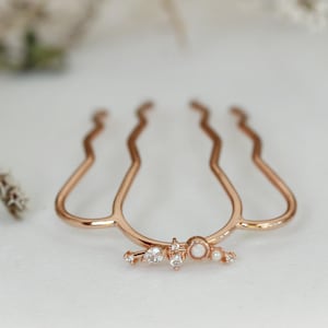 Crystals Pearl Opal Magic Hair Prong, Gold Leaves Stick Rose gold Leaves Gold Leaf Hair Accessory Nature Inspired Hair Fork, Silver Hair Pin