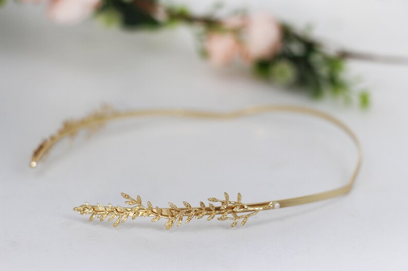 Wild Branches Twigs Goddess Crown Gold Greek Headpiece Bridal Hair Accessories, Wedding Tiara, Roman Crown, Silver Ancient Leaf Headband image 2